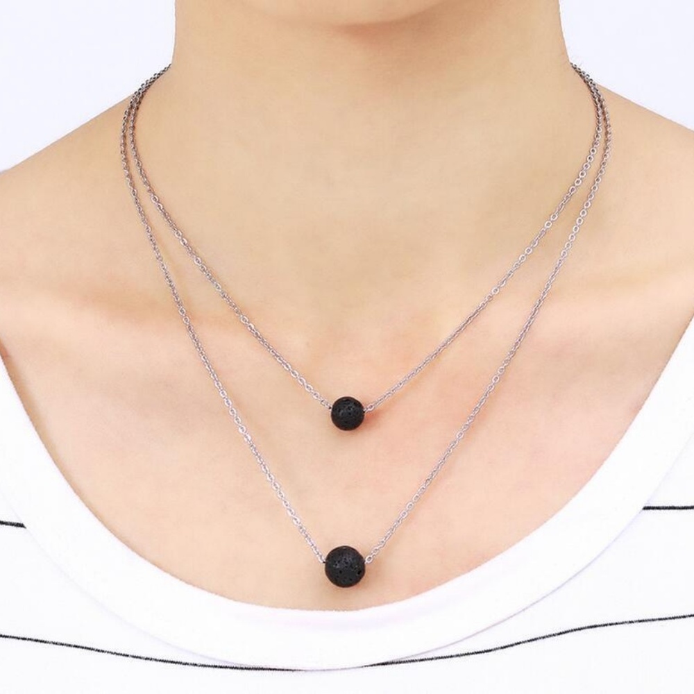 Lava Stone Multilayer Pendant Necklace Diffuser